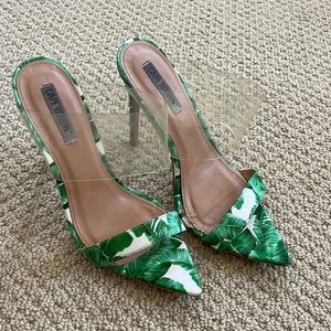 Cape Robbin high heels tropical palm leave print 7.5